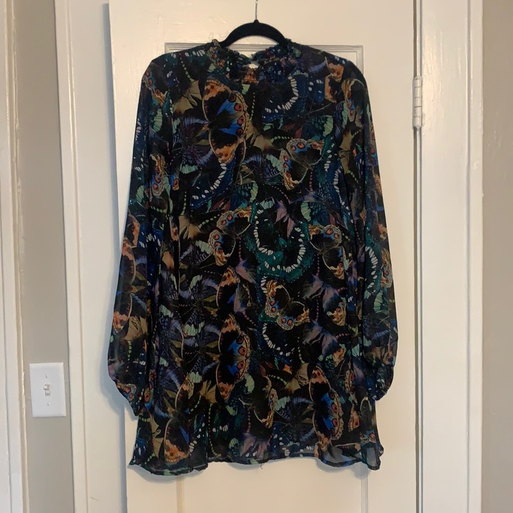 Show Me Your MuMu butterfly tunic dress! Smock neck long sleeve